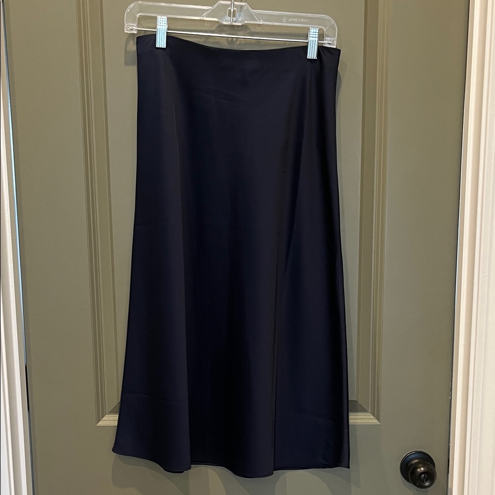 J.Crew Gwyneth Satin Slip Skirt. Navy midi women’s size XS. - Picture 2 of 4